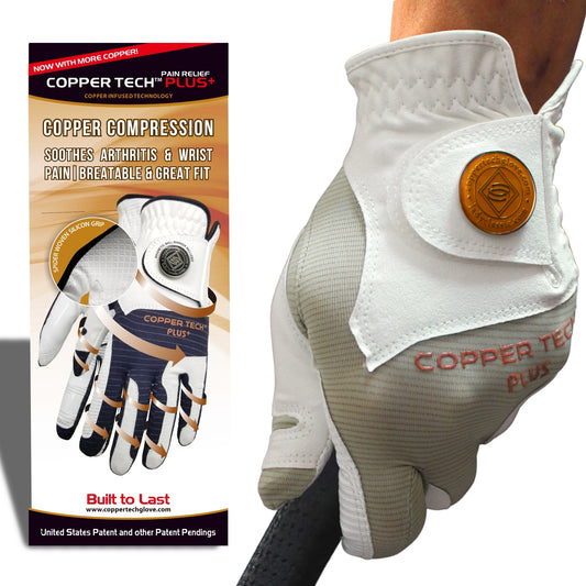 Copper Tech Plus Men's Golf Glove (White/Khaki)