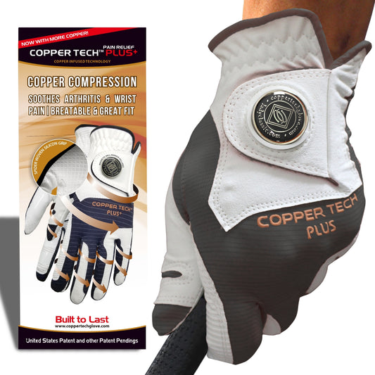 Copper Tech Plus Men's Golf Glove (WHITE/CHARCOAL)