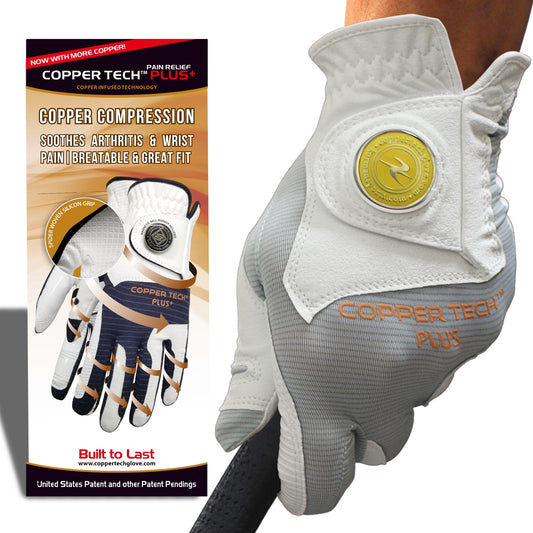 Copper Tech Plus Men's Golf Glove (White/Sliver)